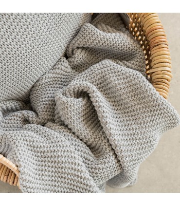 Recycled Cotton Blanket Neutral Colors 130x170cm Coll. Paros Light Grey