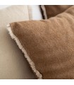 Coussin Chaud et Doux en Laine avec Frange 60x40cm Coll. Savana Noisette