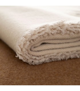 Couverture Chaud en Laine avec Frange Couleurs Neutres 130x170cm Coll. Savana Beige