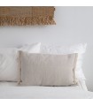 Warm and Soft Wool Cushion with Fringe 60x40cm Coll. Savana Grey