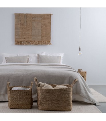 Warm and Soft Wool Cushion with Fringe 60x40cm Coll. Savana Grey