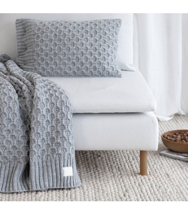 Soft Cushion Mountain Style in Wool 70x50cm Coll. Chalet Dufor Grey