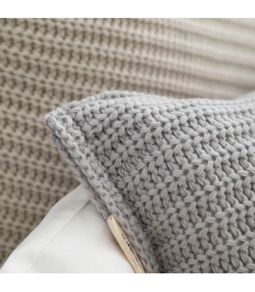 Morbido Cuscino Decorativo in Lana 60x40cm coll. Aria Grigio