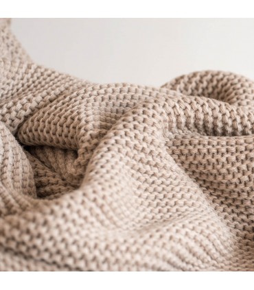 Thick and Soft Wool Blanket 130x180cm Coll. Stella Dark Beige
