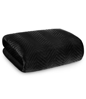 Elegant Double Bedcover Herringbone quilted  220x240cm Emma Black