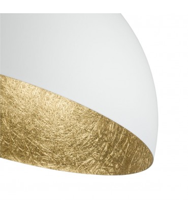 Lampe à Suspension au Design Moderne 35 cm Collection Sfera Couleur Blanc/Or