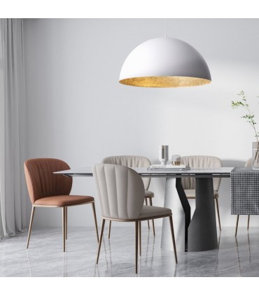 Lampe à Suspension au Design Moderne 90 cm Collection Sfera Couleur Blanc/Cuivre