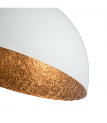 Lampe à Suspension au Design Moderne 50 cm Collection Sfera Couleur Blanc/Cuivre
