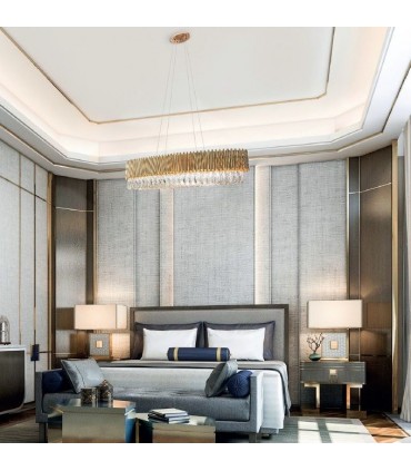 Lampadario Sospensione Tavolo in Colore Oro Collezione Glam