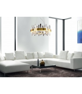 Meraviglioso Lampadario per Salone 60 cm Colore Oro e Cristallo Collezione Lumia