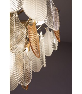 Lustre avec Feuilles de Verre 80 cm Collection Nature