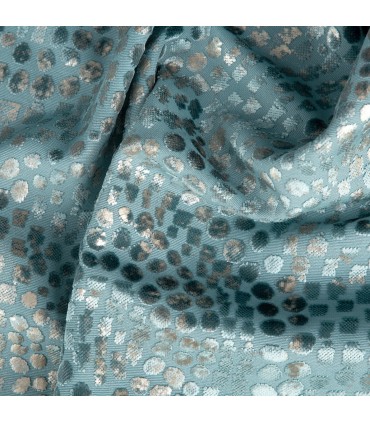 Eyelet, Velvet Curtain CAPRI with modern pattern 130x250cm Green / Mint