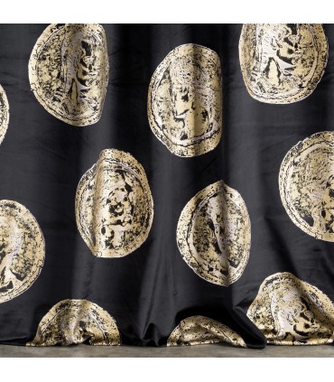 Lussuosa Tenda per Interni in velluto nero e oro GISELLE 130 x 270 cm