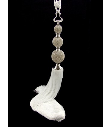 White, Large Tassel with Crystals Principessa