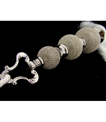 White, Large Tassel with Crystals Principessa